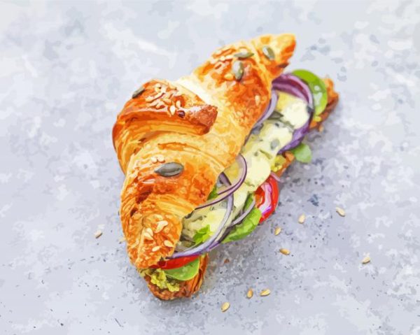 Croissant Sandwich paint by numbers