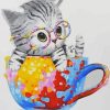 Cute Cat in a Teacup paint by numbers