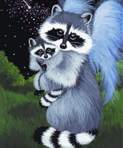 Cute Raccoons Art Paint By Number