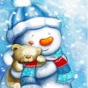 Cute Snowman and Teddy Bear paint by numbers