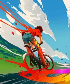 Cyclist Splatter Paint By Number