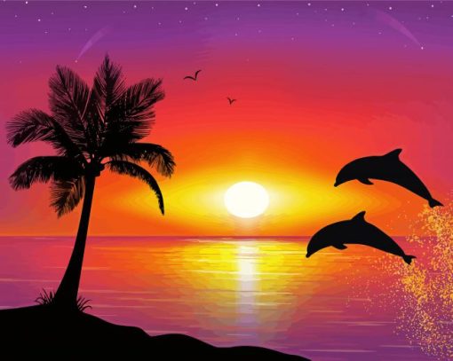 Dolphin in Sunset paint by numbers