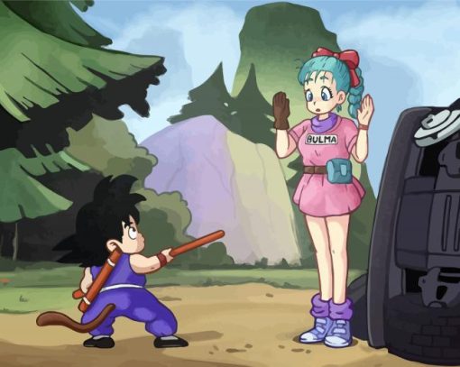 Dragon Ball Goku Meets Bulma paint by numbers