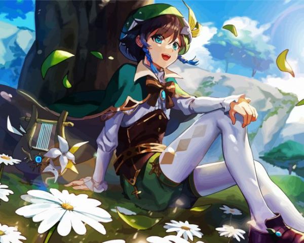 Genshin Impact Venti Anime Girl paint by numbers