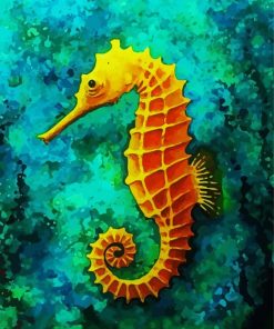 Golden Seahorse paint by numbers