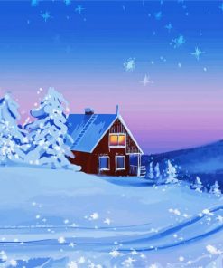 House Snow Winter Landscape Paint By Number