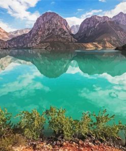 Iskanderkul Lake Tajikistan paint by numbers