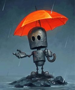 Lonely Robot and Umbrella paint by numbers