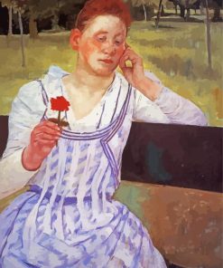 Mary Cassatt Woman With A Red Zinnia Paint By Number