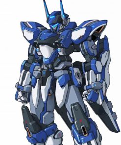 Mecha Blue Robot Paint By Number