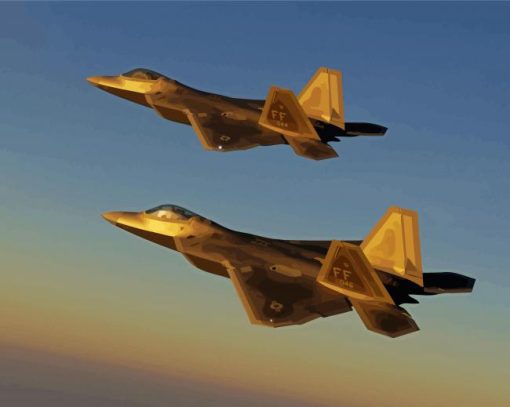 Military F22 Raptor Planes paint by numbers