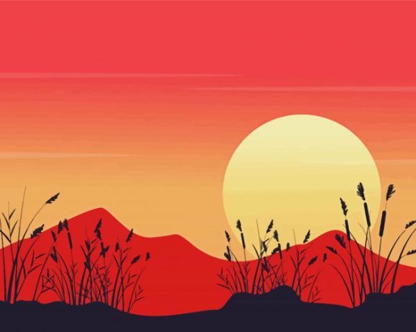 Mountain Landscape Silhouette Paint By Number