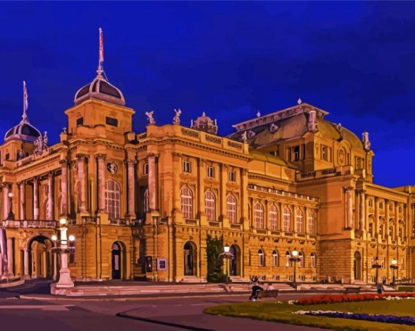 National Theatre Zagreb at Night paint by numbers