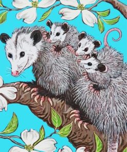 Opossum Family Art paint by numbers