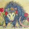 Opossum with Flowers paint by numbers