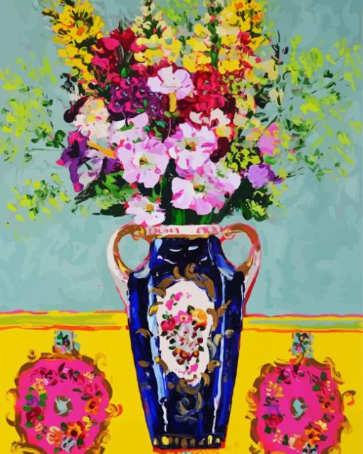 Petunia in Blue Vase paint by numbers