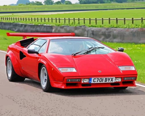 Red Lamborghini Countach Paint By Number