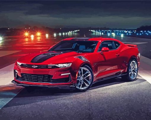 Red Chevrolet Camaro paint by numbers