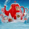 Red Kettle Christmas House Paint By Number