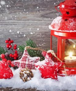 Red Christmas Lantern paint by numbers