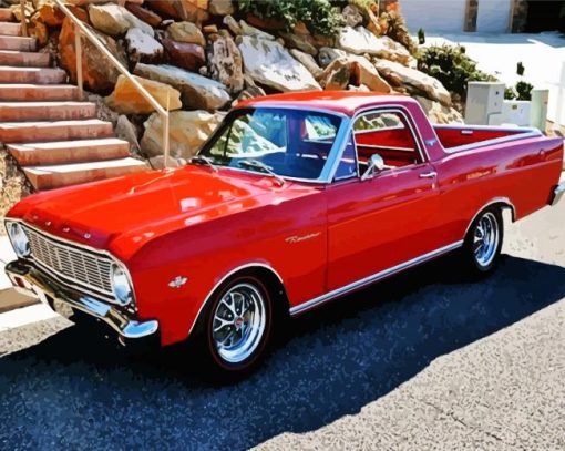 Red Ford Ranchero paint by numbers