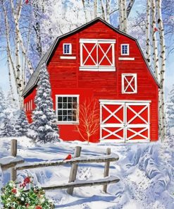 Red Winter Barn paint by numbers