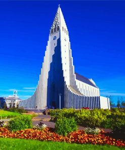 Reykjavik Hallgrimskirkja Church Building paint by numbers