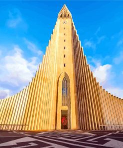 Reykjavik Hallgrimskirkja Church in Iceland paint by numbers