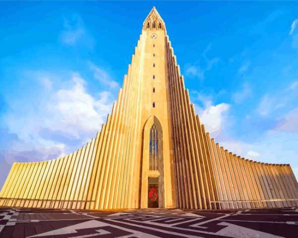 Reykjavik Hallgrimskirkja Church in Iceland paint by numbers