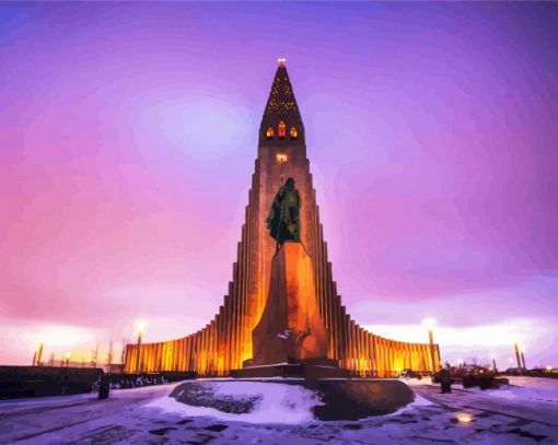 Reykjavik Hallgrimskirkja Church paint by numbers