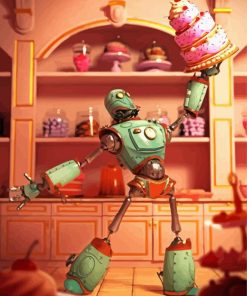 Robot And Cakes Paint By Number