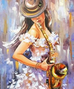 Saxophone Woman paint by numbers