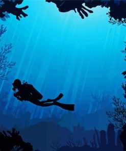 Scuba Diver Silhouette paint by numbers