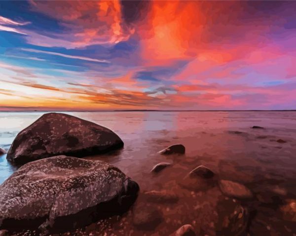 Seascape Sunset paint by numbers