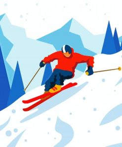 Skier Illustration paint by numbers