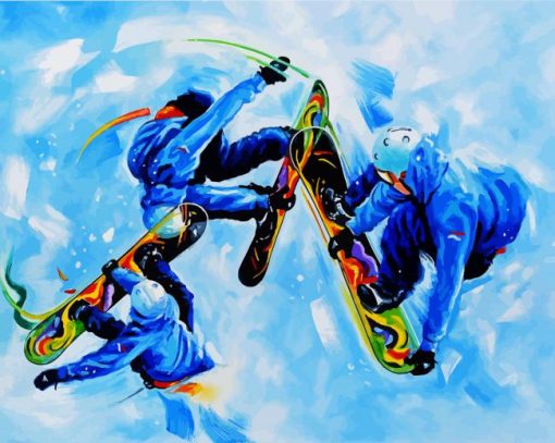 Snow Skateboarders paint by numbers