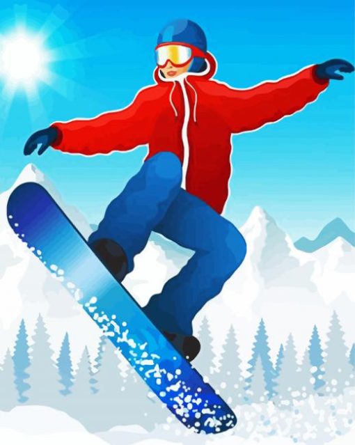 Snowboarding Illustration paint by numbers