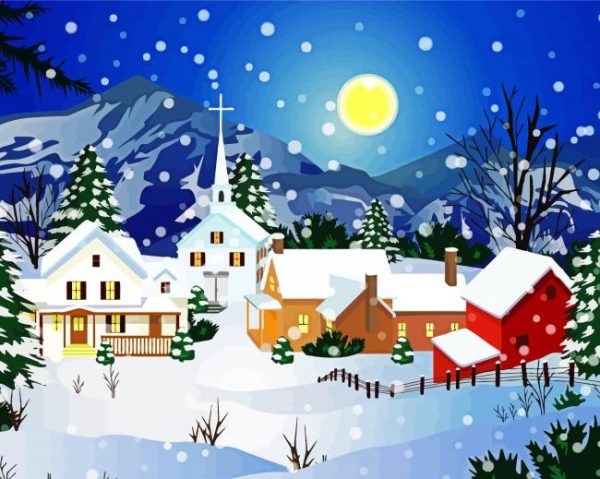 Snowy Landscape paint by numbers