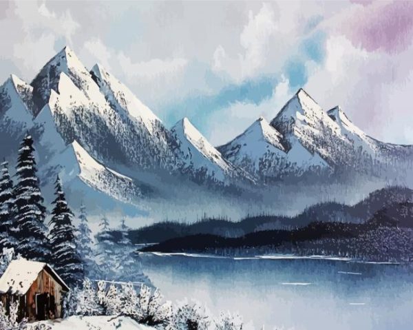 Snowy Mountain Landscape Paint By Number