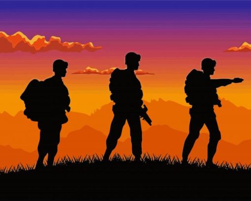 Soldiers Silhouette paint by numbers