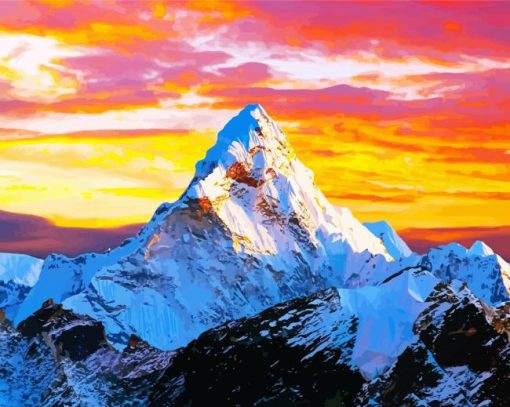 Sunset in Annapurna Mountains paint by numbers