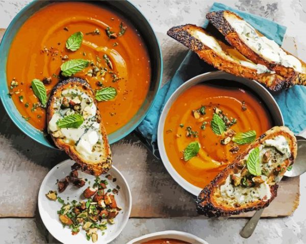 Sweet Potato Soup and Blue Cheese paint by numbers