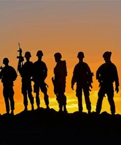 Us Soldiers Silhouette Paint By Number