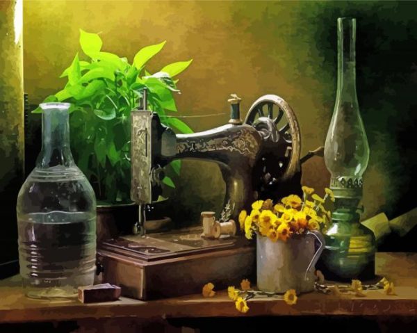 Vintage Sewing Machine paint by numbers