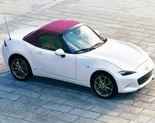 White Mazda MX 5 Miata paint by numbers