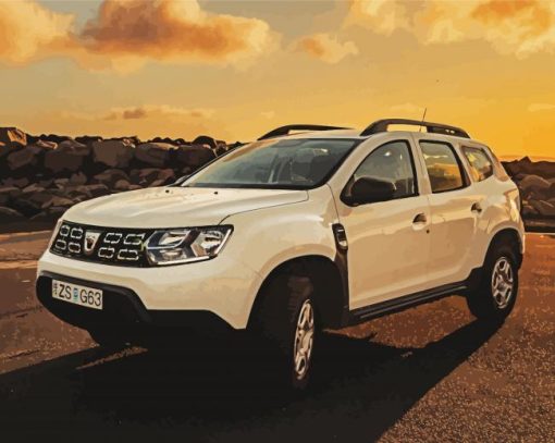 White Dacia Duster paint by numbers