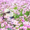 Woman in a Filed of Pink Flowers paint by numbers