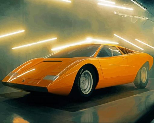 Yellow Lamborghini Countach paint by numbers