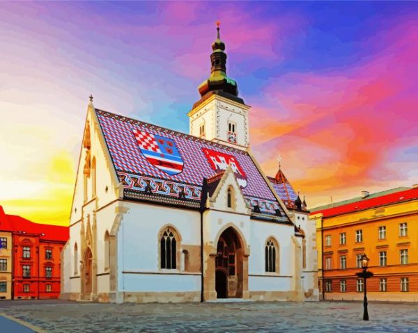 Zagreb St Mark s Church paint by numbers