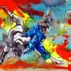 Abstract Judoka paint by numbers